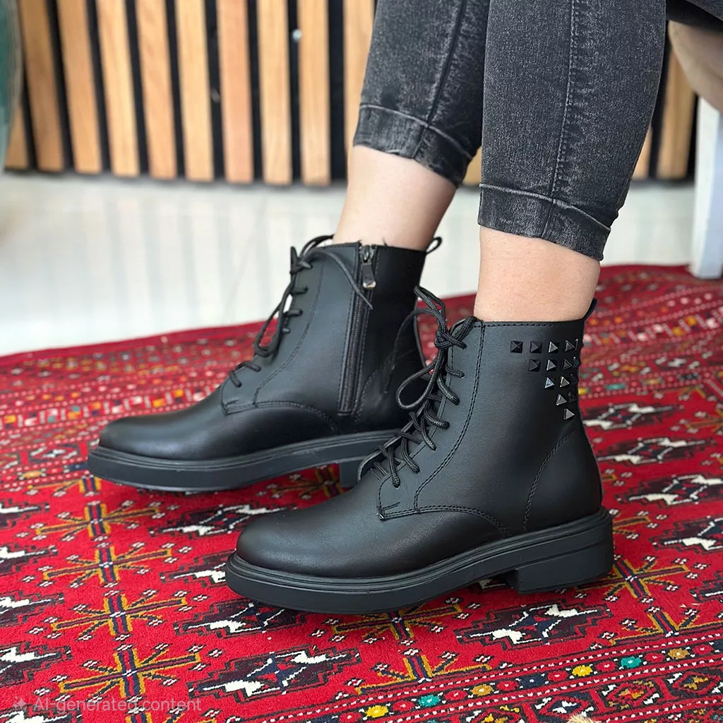 نیم بوت چرمی میخی